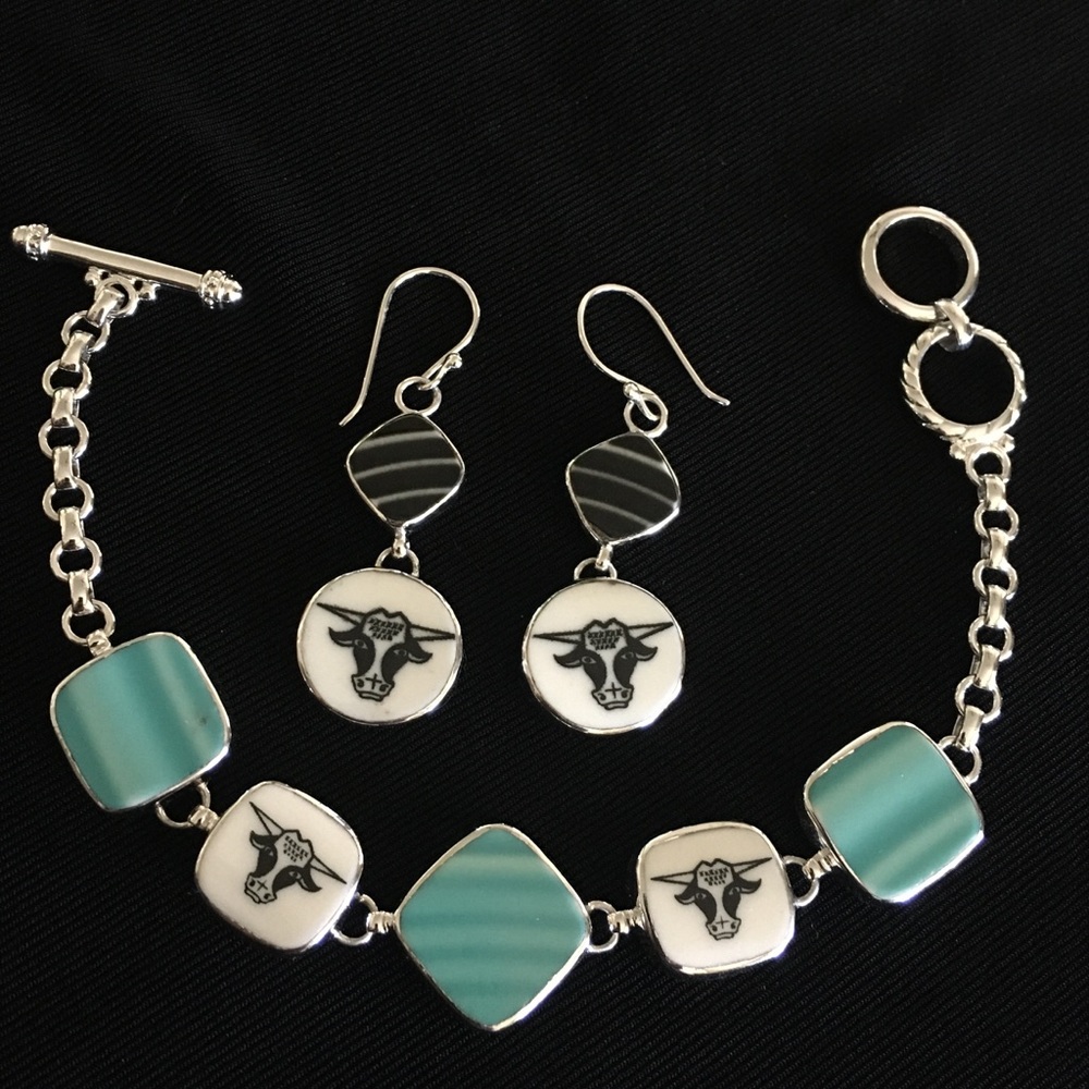 China Baroque Sterling Bracelet & Earring Set